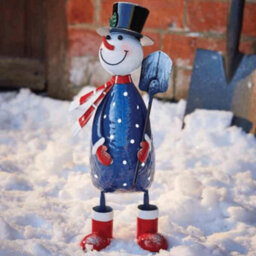 Samuel Alexander 44Cm Hand Painted Metal Christmas Polka Dot Frosty Snowman Decoration - thumbnail 3