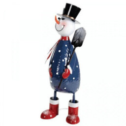 Samuel Alexander 44Cm Hand Painted Metal Christmas Polka Dot Frosty Snowman Decoration - thumbnail 4