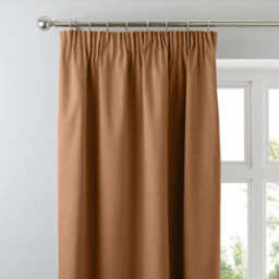 Ameha Beige 230 Gsm Plain Thermal Blackout Pencil Pleat Door Curtain For Bedroom Single Panel Energy Saving 66'' X 84'' Uk - thumbnail 4