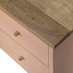 Artisan Furniture Solid Wood Blush Pink Hand Painted Bedside - thumbnail 6