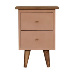 Artisan Furniture Solid Wood Blush Pink Hand Painted Bedside - thumbnail 1