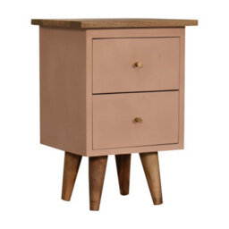 Artisan Furniture Solid Wood Blush Pink Hand Painted Bedside - thumbnail 4