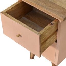 Artisan Furniture Solid Wood Blush Pink Hand Painted Bedside - thumbnail 7