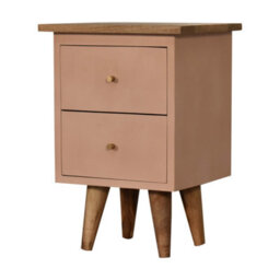 Artisan Furniture Solid Wood Blush Pink Hand Painted Bedside - thumbnail 3