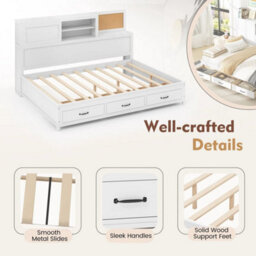 Daybed Frame Double Guest Bed With 3 Storage Drawers & Cork Board - thumbnail 3
