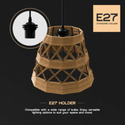 31Cm Natural Hemp Rope Ceiling Pendant Light Shade Lampshade Led Bulb - thumbnail 8