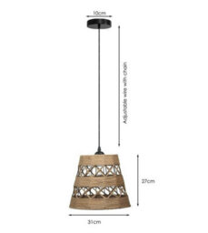 31Cm Natural Hemp Rope Ceiling Pendant Light Shade Lampshade Led Bulb - thumbnail 7