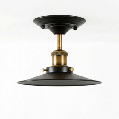 Vintage Black Ceiling Light E27 Base Metal Lampshade Semi Flush Mount Ceiling Lamp Fixture For Living Room - image 1