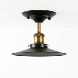 Vintage Black Ceiling Light E27 Base Metal Lampshade Semi Flush Mount Ceiling Lamp Fixture For Living Room - thumbnail 1