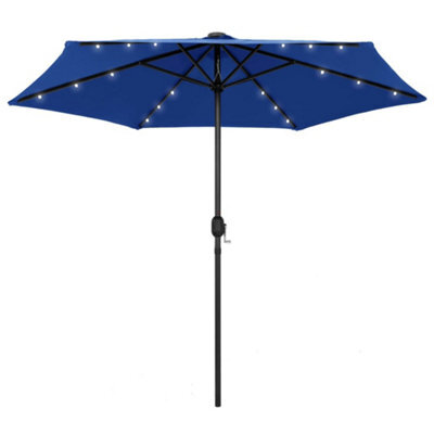 Berkfield Parasol With Led Lights And Aluminium Pole 270 Cm Azure Blue - image 1