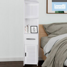 Darphe White Corner-Style Wood-Plastic Panel 4-Layer Bathroom Cabinet With Shelves - thumbnail 3