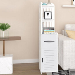 Darphe White Corner-Style Wood-Plastic Panel 4-Layer Bathroom Cabinet With Shelves - thumbnail 2