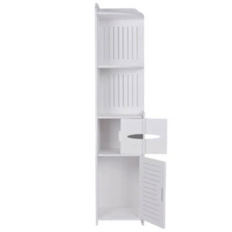 Darphe White Corner-Style Wood-Plastic Panel 4-Layer Bathroom Cabinet With Shelves - thumbnail 4