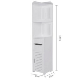 Darphe White Corner-Style Wood-Plastic Panel 4-Layer Bathroom Cabinet With Shelves - thumbnail 9