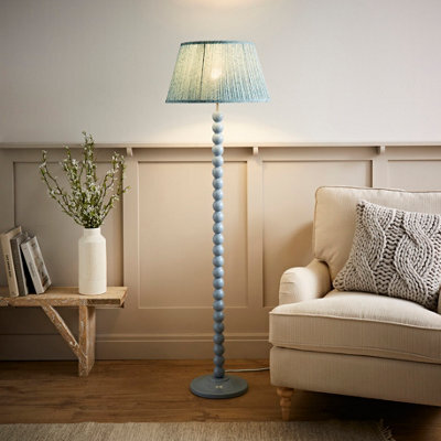Valuelights Bobbins Pastel Blue Floor Lamp With Leaf Pleated Shade - image 1