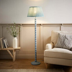 Valuelights Bobbins Pastel Blue Floor Lamp With Leaf Pleated Shade - thumbnail 3
