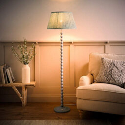 Valuelights Bobbins Pastel Blue Floor Lamp With Leaf Pleated Shade - thumbnail 2