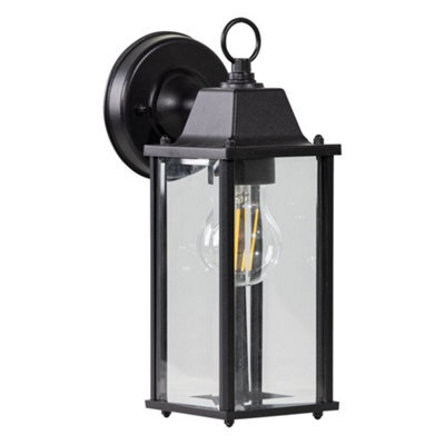 First Choice Lighting Chatham - Black & Glass Panelled Outdoor Wall Lantern Light - image 1