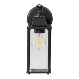 First Choice Lighting Chatham - Black & Glass Panelled Outdoor Wall Lantern Light - thumbnail 2