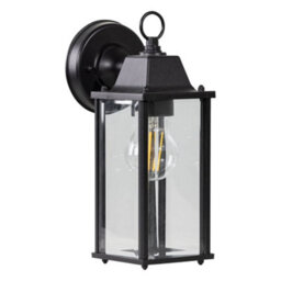First Choice Lighting Chatham - Black & Glass Panelled Outdoor Wall Lantern Light - thumbnail 1