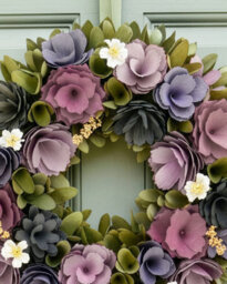 Dibor Lilac Summer Floral Wreath - 30 Cm Decorative Artificial Flower Wreath With Woodchip Flowers And Gypsophila - thumbnail 4