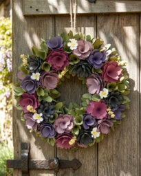 Dibor Lilac Summer Floral Wreath - 30 Cm Decorative Artificial Flower Wreath With Woodchip Flowers And Gypsophila - thumbnail 1