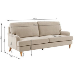 Furniture in Fashion Hampshire Fabric 3 Seater Sofa In Stone - thumbnail 6
