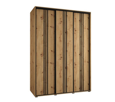 Arte Cannes Vi Sliding Door Wardrobe In Oak Artisan - Premium Laminated Board - Pvc-Finished Edges - W170Cm X H205Cm X D60Cm - image 1