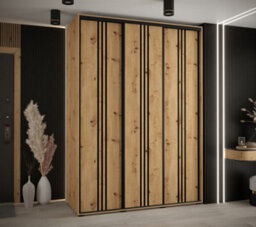 Arte Cannes Vi Sliding Door Wardrobe In Oak Artisan - Premium Laminated Board - Pvc-Finished Edges - W170Cm X H205Cm X D60Cm - thumbnail 2