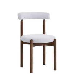 Skara Set Of 2 Beige Textured Fabric Dining Chairs With Walnut Effect Solid Wood Frame - thumbnail 2