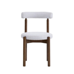 Skara Set Of 2 Beige Textured Fabric Dining Chairs With Walnut Effect Solid Wood Frame - thumbnail 1