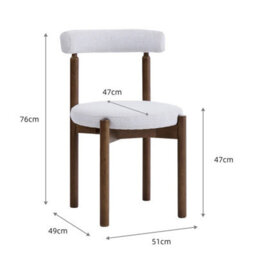 Skara Set Of 2 Beige Textured Fabric Dining Chairs With Walnut Effect Solid Wood Frame - thumbnail 8