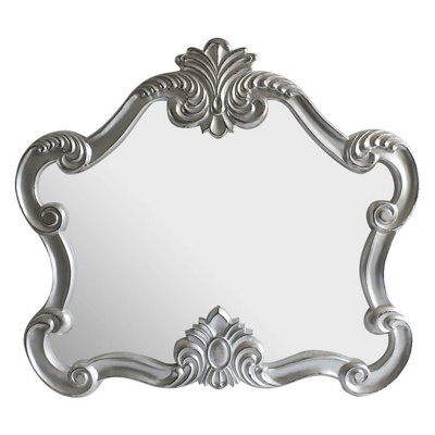 Orsina Antique Silver Wall Mirror,hallway Mirror,decorative Mirror With Symmetrical Floral Relief,distressed Mirror - image 1