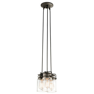 Stylish 3 Bulb Pendant Light Fixture In Olde Bronze Finish For Modern Interiors