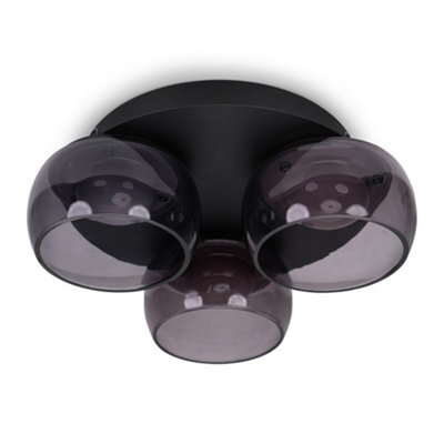 Valuelights Alissa Matte Black Ip44 3 Way Smoked Glass Integrated Led Ceiling Light - image 1