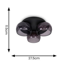 Valuelights Alissa Matte Black Ip44 3 Way Smoked Glass Integrated Led Ceiling Light - thumbnail 6