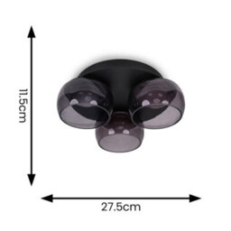 Valuelights Alissa Matte Black Ip44 3 Way Smoked Glass Integrated Led Ceiling Light - thumbnail 5