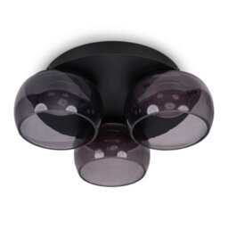 Valuelights Alissa Matte Black Ip44 3 Way Smoked Glass Integrated Led Ceiling Light