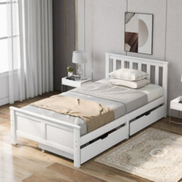 Abrihome Wooden Solid White Pine Storage Bed With Drawers Bed Furniture Frame For Adults, Kids, Teenagers 3Ft Single 190X90Cm - thumbnail 5