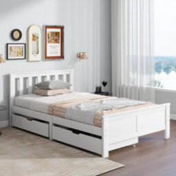 Abrihome Wooden Solid White Pine Storage Bed With Drawers Bed Furniture Frame For Adults, Kids, Teenagers 3Ft Single 190X90Cm - thumbnail 2