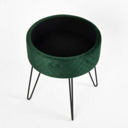 Round Velvet Foot Stool Ottoman With Storage Lid Hairpin Legs Pouffe Seat - thumbnail 2