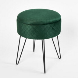 Round Velvet Foot Stool Ottoman With Storage Lid Hairpin Legs Pouffe Seat - thumbnail 1