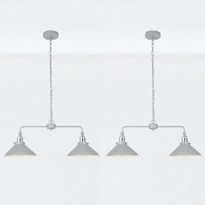 First Choice Lighting Set Of 2 Maxwell - Grey Chrome 2 Light Bar Ceiling Pendant Lights - image 1