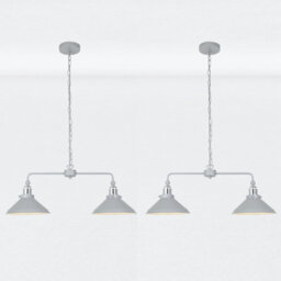 First Choice Lighting Set Of 2 Maxwell - Grey Chrome 2 Light Bar Ceiling Pendant Lights - thumbnail 1