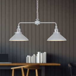 First Choice Lighting Set Of 2 Maxwell - Grey Chrome 2 Light Bar Ceiling Pendant Lights - thumbnail 7