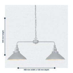 First Choice Lighting Set Of 2 Maxwell - Grey Chrome 2 Light Bar Ceiling Pendant Lights - thumbnail 8