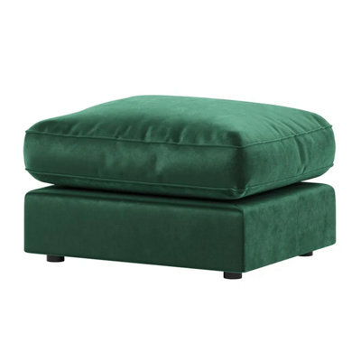 Furnishings For Less UK Brooklyn Plush Velvet Fibre Filled Green Footstool Sofa Accessory