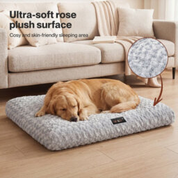 Skylos Large Dog Bed Plush Soft Rose Velvet Non-Slip Pet Crate Keneel Mat - thumbnail 6