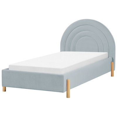 Beliani Kids Bed Velvet Anet 90 X 200 Cm (Eu Single) Light Blue - image 1