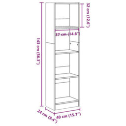 Berkfield Versatile Bookcase Black 40X24X143 Cm Engineered Wood - thumbnail 9
